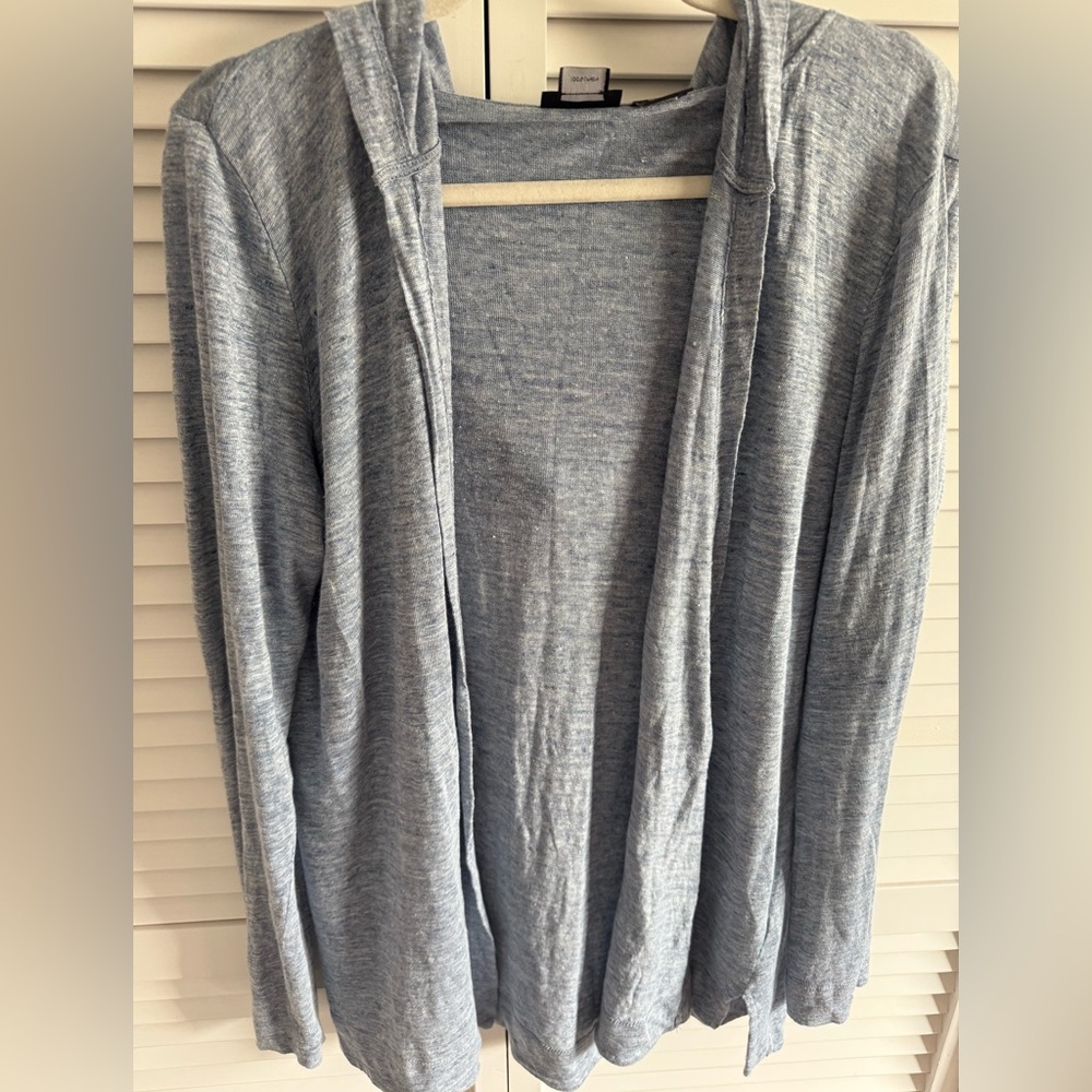Tahari Hooded Linen Cardigan